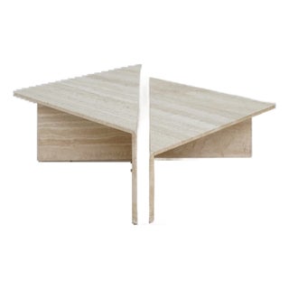 1980s Modernist Travertine Coffee Table For Sale