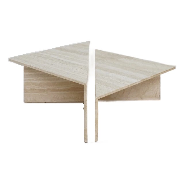 1980s Modernist Travertine Coffee Table For Sale
