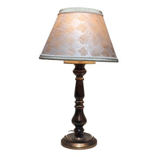 Vintage Table Lamp by Diga Colmore with Metal Base and Fabric Shade, 1990s For Sale