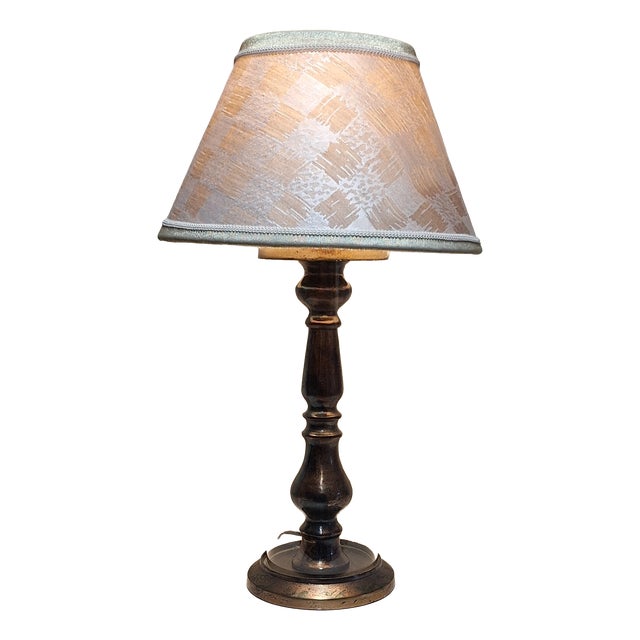 Vintage Table Lamp by Diga Colmore with Metal Base and Fabric Shade, 1990s For Sale