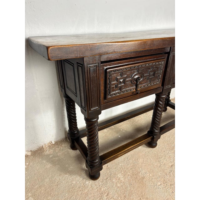 Late 19th Century Spanish Baroque Style Walnut Console Table with Twisted Legs For Sale - Image 17 of 18