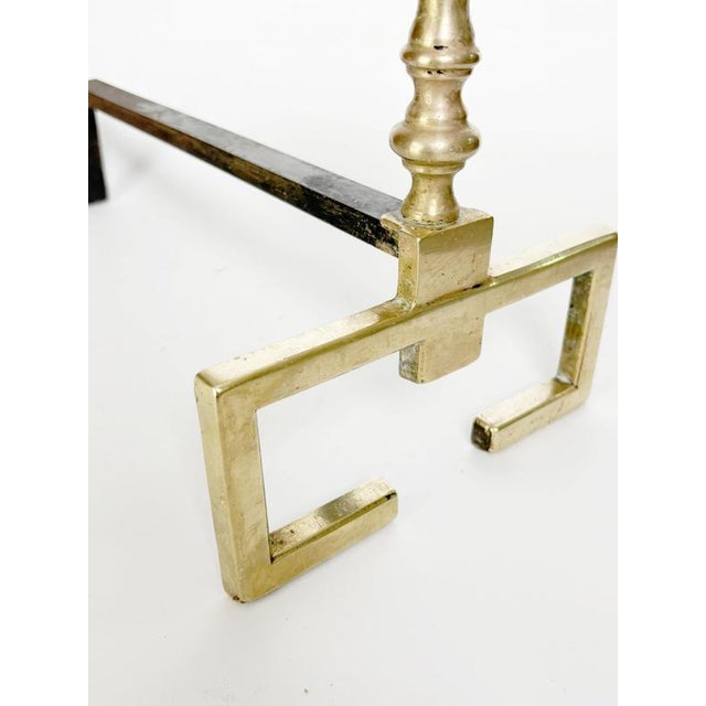 Metal Brass and Cast Iron Andirons, France, 1970s, Set of 2 For Sale - Image 7 of 11