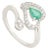 Emerald & Diamond Heart Halo Toi Et Moi Bypass Ring in 14k White Gold Size 9 For Sale