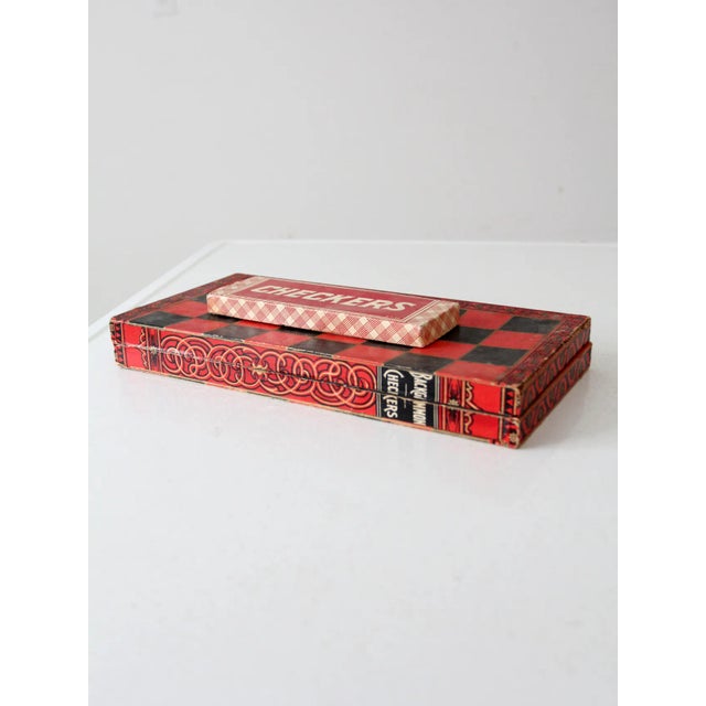 Red Vintage Checkers / Backgammon Game Board Set For Sale - Image 8 of 11