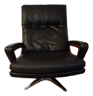 German Leather Swivel Armchair, 1960s