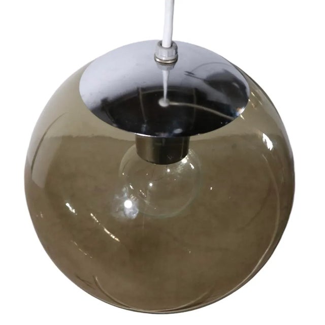 Tinted Glass Ball Fixture Chandelier Pendant Light Circa 1970's For Sale In New York - Image 6 of 11