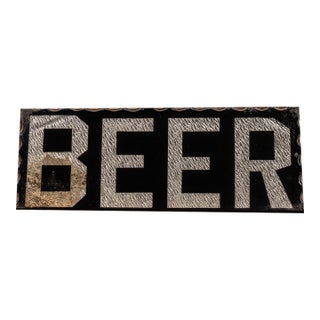 Vintage "Beer" Reverse Foil Bar Sign For Sale