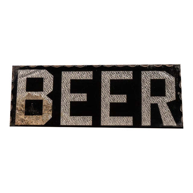 Vintage "Beer" Reverse Foil Bar Sign For Sale