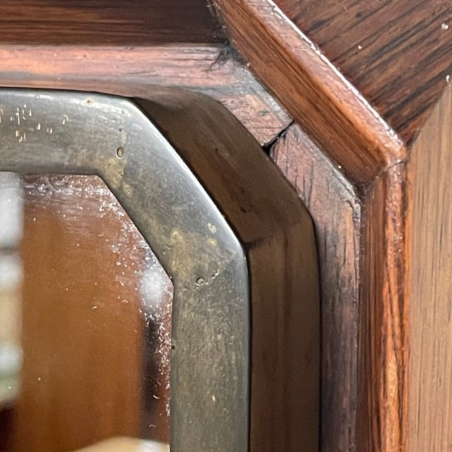 Rectangular Wall Mirror with Wooden and Brass Frame, 1950s For Sale - Image 9 of 10