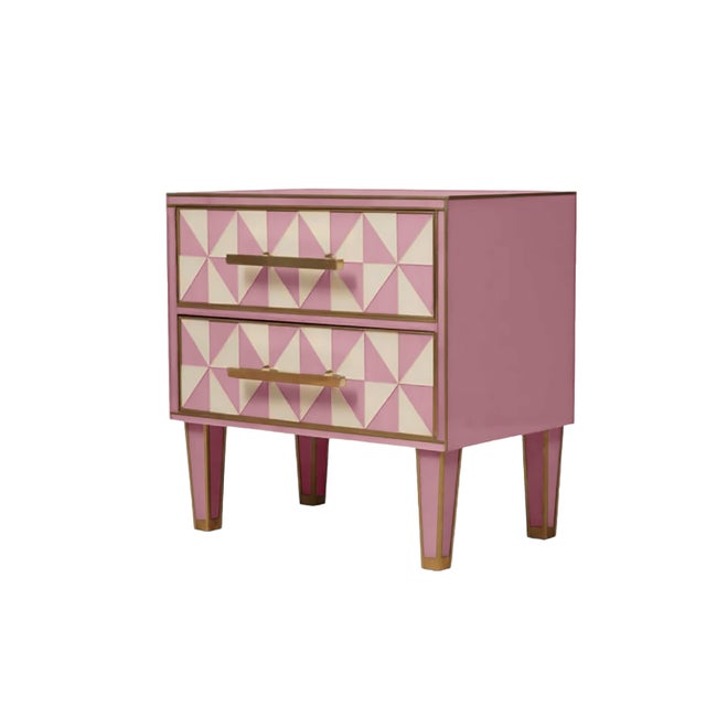 Not Yet Made - Made To Order Italian Nightstands in Pink and White Murano Glass with Brass from Justfurnituress SRL, Set of 2 For Sale - Image 5 of 6