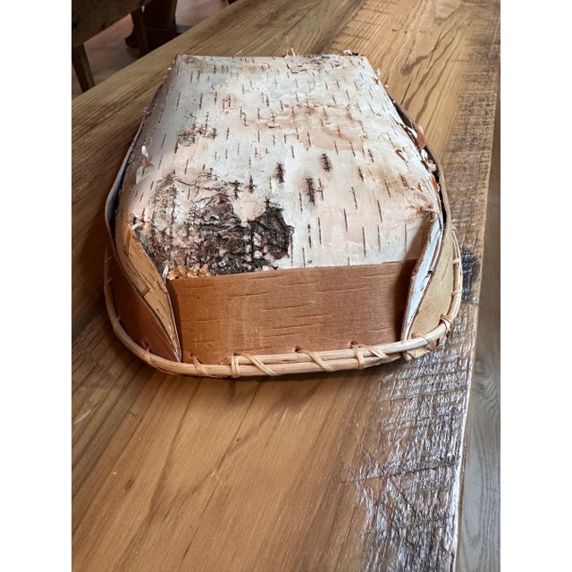 Native American Art Handmade Native American Style Birch Bark Basket For Sale - Image 4 of 9