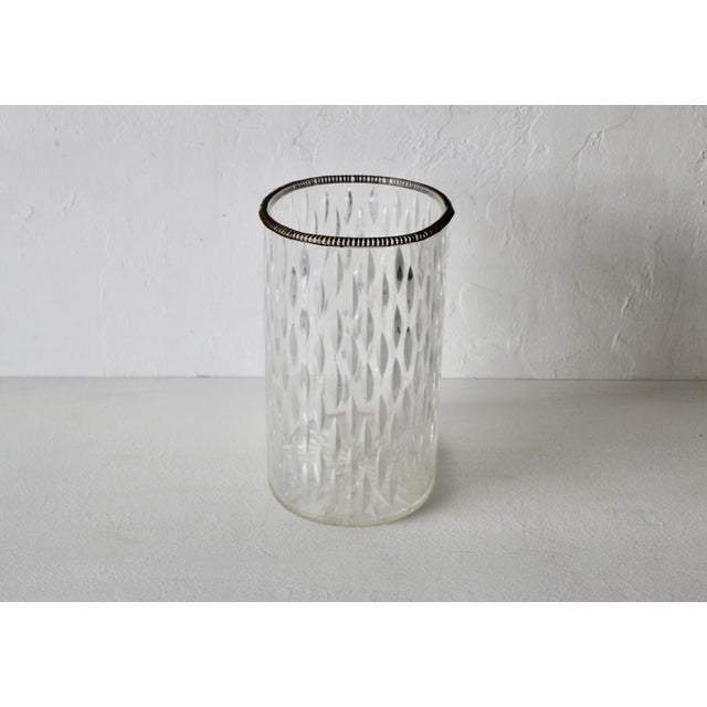 Mid-Century Modern Vintage Textured Oval Lucite Acrylic Waste Basket Brass Beaded Rim For Sale - Image 4 of 16