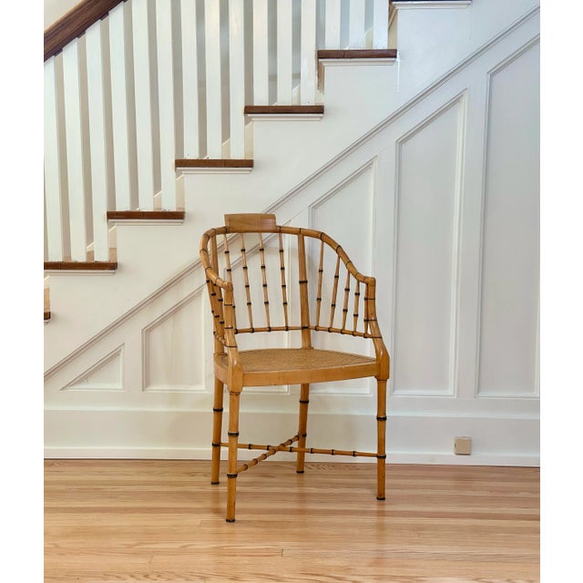 Baker Furniture Company 1960s Baker Furniture Faux Bamboo & Cane Tub Armchair For Sale - Image 4 of 12