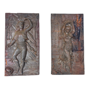 French 19th Century Louis XVI Patinated Bronze Plaques