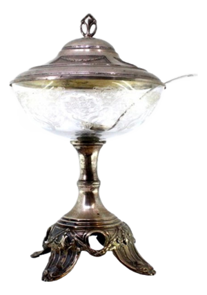Silver Compote Dish with Cut Glass Core