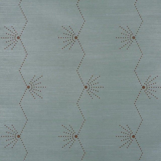 SAMPLE - Schumacher Royère Stripe Sisal Wallpaper In Seaglass 1 For Sale