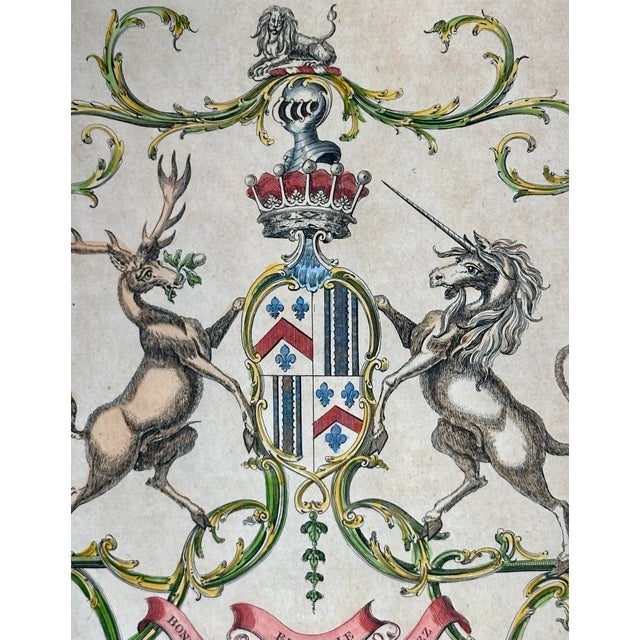 Pair of Framed 18th-Century Hand-Colored English Armorial Engravings – Belasyse and Berkeley. An exceptional, matching...
