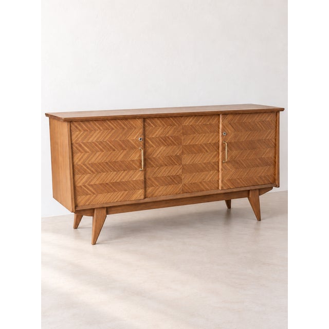 Vintage Teak Herringbone Sideboard, 1950s For Sale - Image 14 of 14