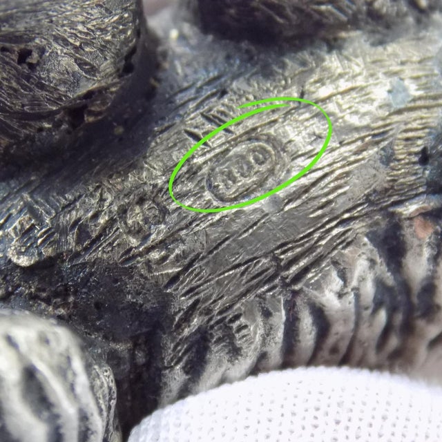 Silver Vintage Italian Handmade Genuine Silver Large Polar Bear Figurine Rare Sculpture For Sale - Image 8 of 10