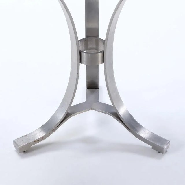 Wood Pair Steel and Lacquered Wood Round Jansen Tables C 1970. For Sale - Image 7 of 7