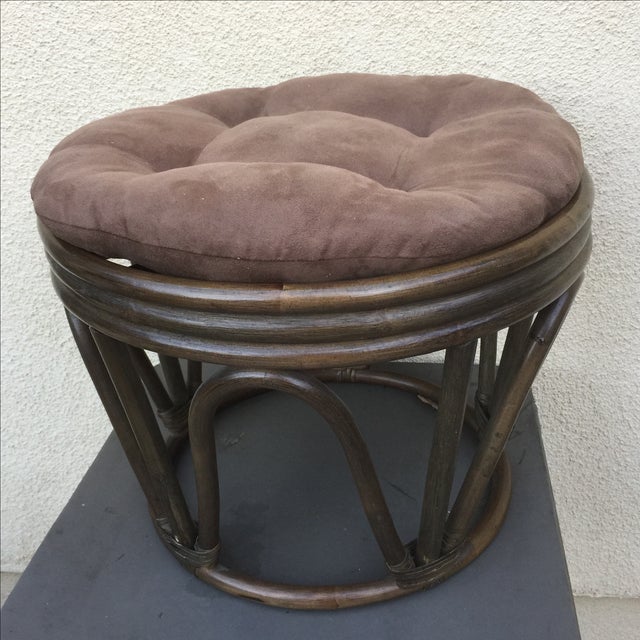 Vintage Wood Rattan Footstool Chairish
