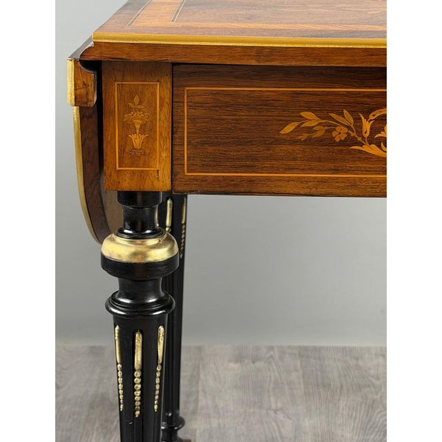 19th Century Napoleon III Marquetry Writing Table For Sale - Image 12 of 13