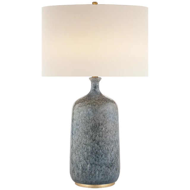AERIN for Visual Comfort Signature Culloden Table Lamp in Blue Lagoon with Linen Shade For Sale