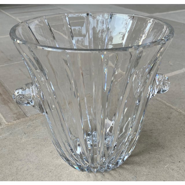 Late 20th Century Flared Swirl Cut Crystal Nautilus Shell Applied Handles Ice Bucket in the Manner of Tiffany & Company For Sale - Image 16 of 18