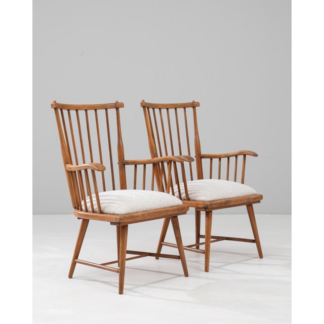 Brown 20th Century French Wooden Lounge Chairs With Upholstered Seats - A Pair For Sale - Image 8 of 18