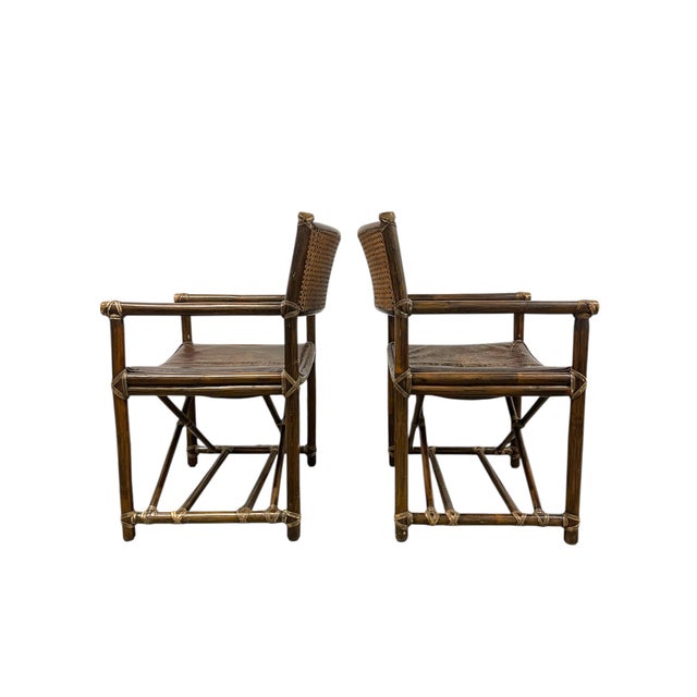 Mid-Century Modern Vintage McGuire San Francisco Bamboo & Caned Director’s Chairs, 1960s–70s, Set of 8 For Sale - Image 3 of 10