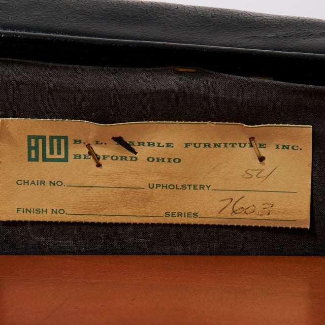 Vintage Mid Century B. L. Marble Furniture Company Walnut and Leather