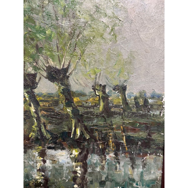 Dark Green 19th Century Flemish Oil on Canvas For Sale - Image 8 of 9