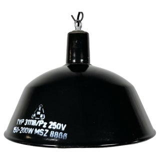 Industrial Black Enamel Pendant Lamp from Emax, 1960s For Sale