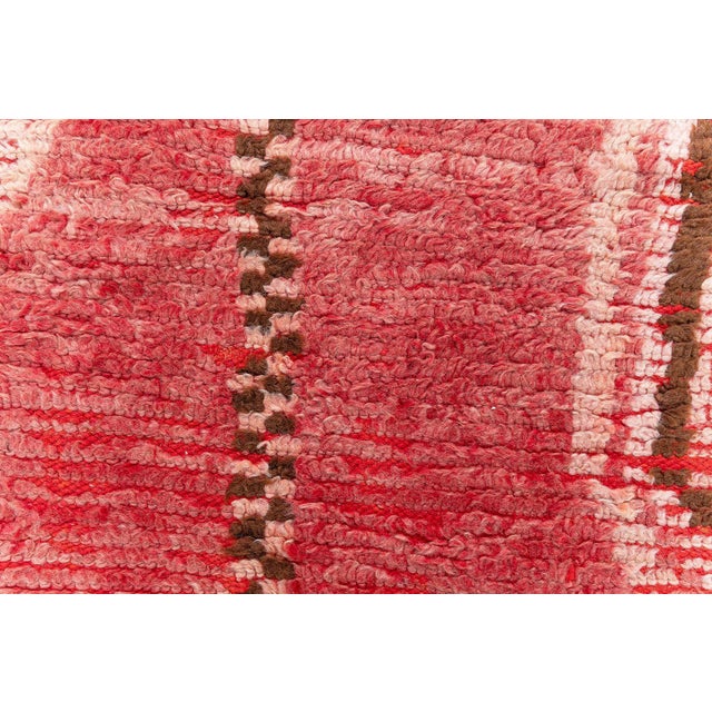 Tribal Doris Leslie Blau Vintage Moroccan Abstract Brick Red Hand-Knotted Wool Rug For Sale - Image 3 of 8