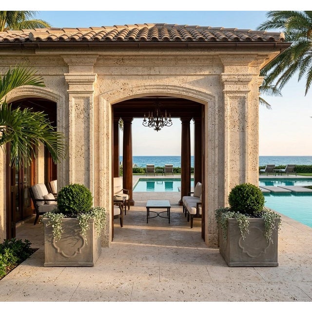 2000 - 2009 Pair of Vintage Neoclassical Style Faux-Stone Resin Square Planters For Sale - Image 5 of 8