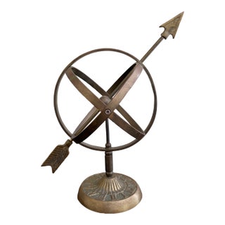 Vintage English Country Iron Garden Armillary Sundial For Sale