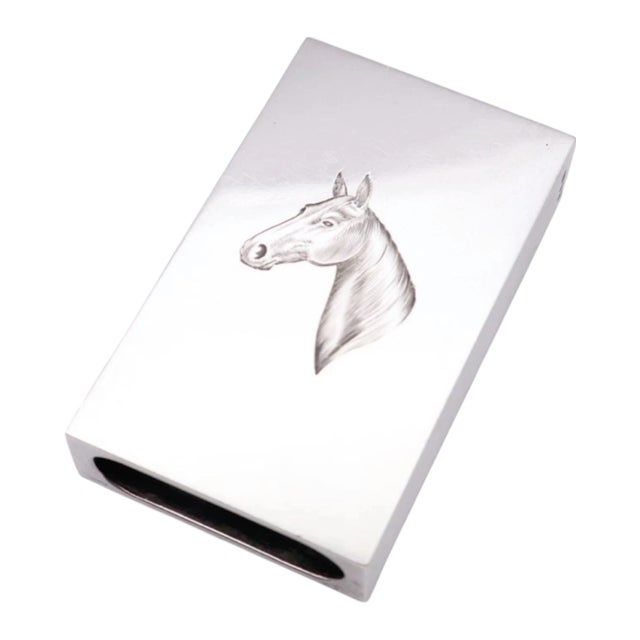 Mid-Century Modern Vintage Asprey Sterling Silver Equestrian Horse Matchbook Case For Sale - Image 3 of 18