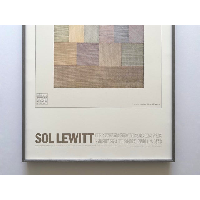 Mid-Century Modern Sol LeWitt Vintage 1978 Mid Century Modernist Lithograph Print Framed Museum Exhibition Poster " Four-Color Drawing ( Composite ) " 1970 For Sale - Image 3 of 18