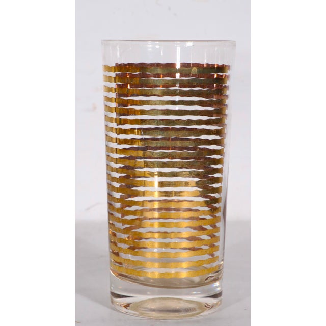 Mid 20th Century Hollywood Regency Gold Band Drink Set by Colony Glass - 9pcs For Sale In New York - Image 6 of 13