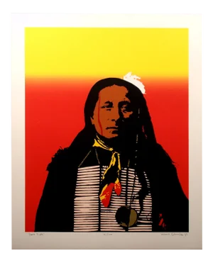 1981 "Short Bull" Southwestern Pop Art Portrait Serigraph by Ward Churchill