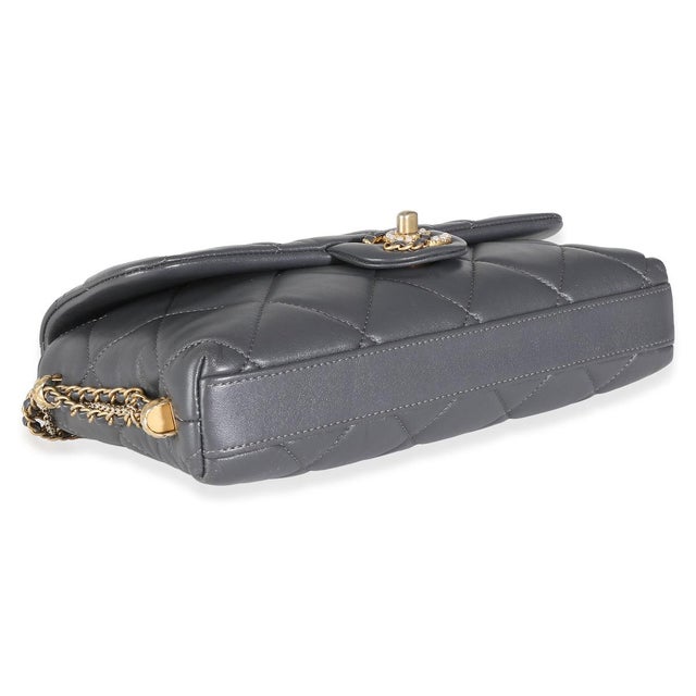 Gray Quilted Lambskin Crush On Chains Flap Bag For Sale In New York - Image 6 of 7
