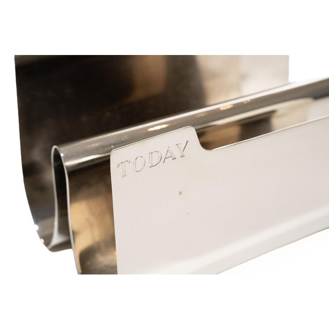 Vintage Nickel Silver Today and Soon Letter/ File Holder/ Desk Accessory, 1970's For Sale - Image 10 of 17