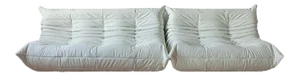 Set of White Leather Togo 2- and 3-Seat Sofa by Michel Ducaroy for Ligne Roset