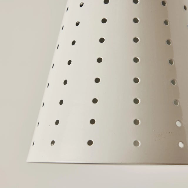 White 1950s Italian White Perforated Cone Pendant Attributed to Gino Sarfatti For Sale - Image 8 of 13