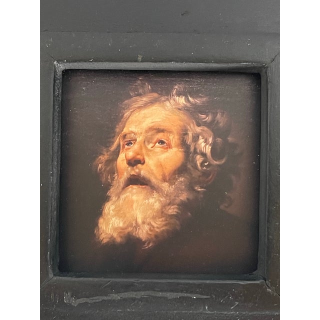 Title After William Holman Hunt “St. Peter” Small Metallic Fine Art Portrait Print For Sale - Image 4 of 6