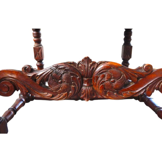English Ornately Hand Carved English 19th Century Antique Mahogany Chair For Sale - Image 3 of 13