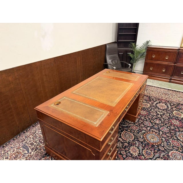 English Desk with Brown Leather For Sale - Image 14 of 18