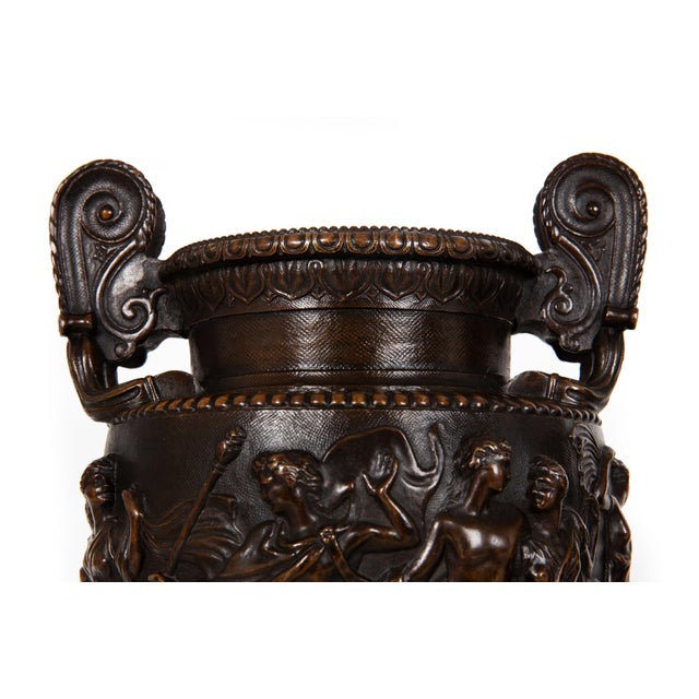 Metal Pair of French Grand Tour Antique Bronze “Townley” Vases Urns Circa 1870 For Sale - Image 7 of 18