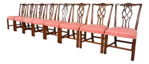 Kindel Furniture Georgian Carved Mahogany Dining Chairs, Set of Eight