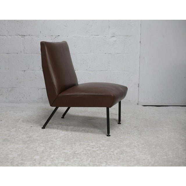 Brown Brown Imitation Leather Lounge Chair, 1950s For Sale - Image 8 of 17